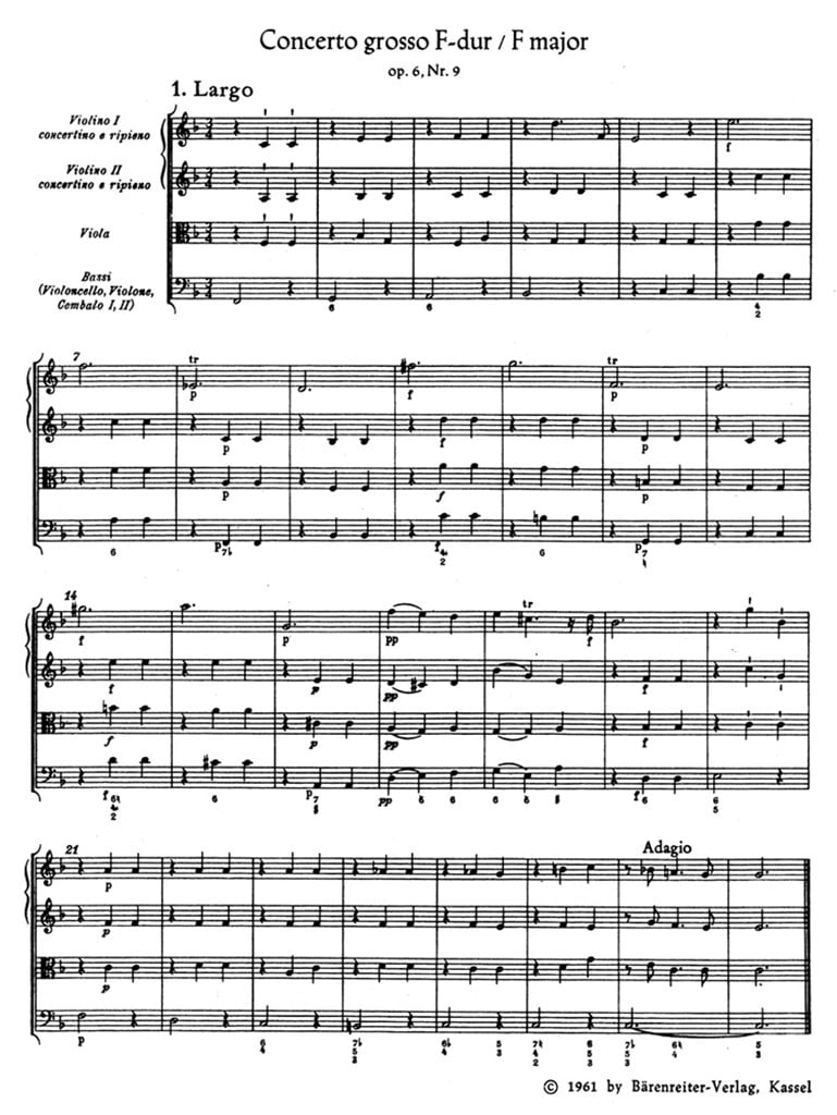Concerto grosso F major op. 6-9 HWV 327